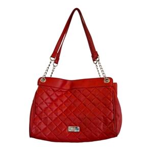 Nine West Red Quilted Shoulder Bag with Chain Straps